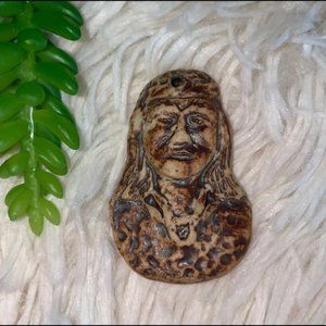 Vintage Native American Carved Chief Pendant